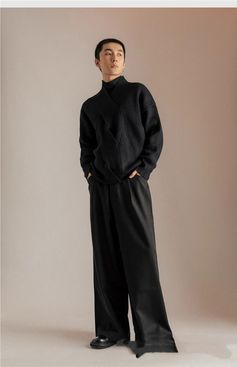 Japanese-style V-neck Sweater For Men Niche And Design-focused
