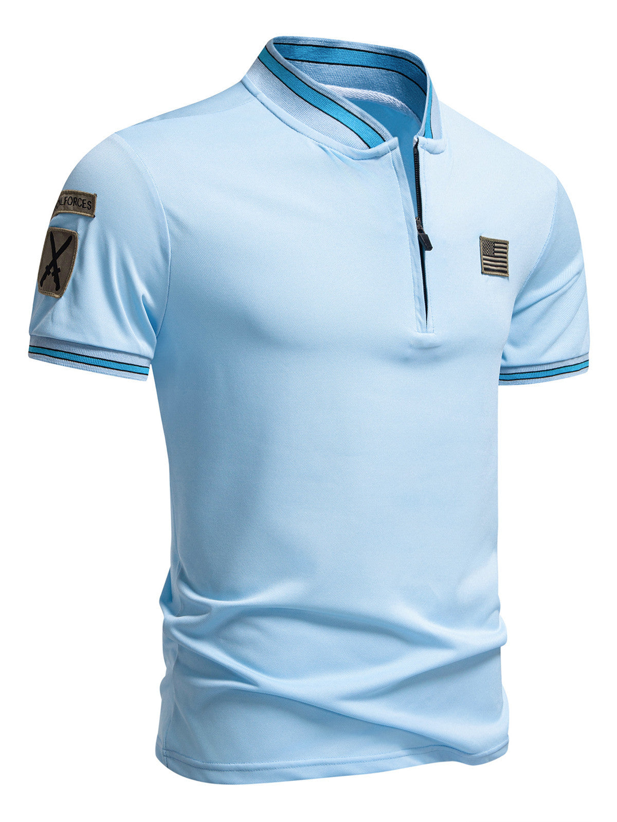 Casual Stand-Up Collar T-Shirt Men's Polo Shirt