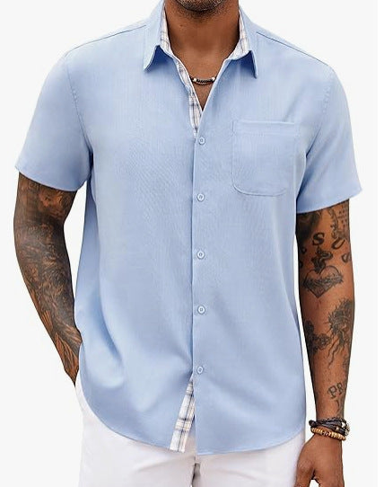 Loose-fitting Solid-color Linen Shirt For Men